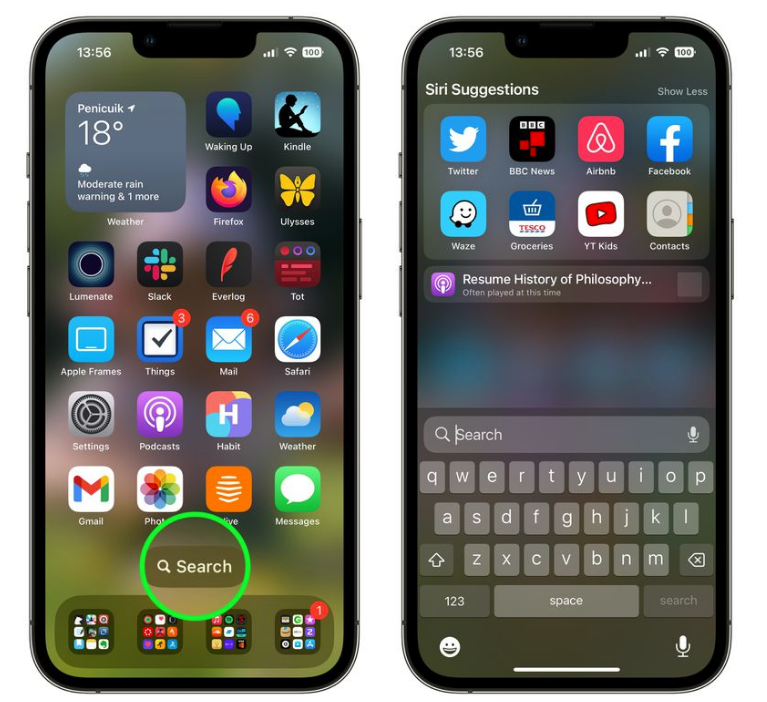饶阳苹果手机维修分享升级到 iOS 16 后，如何删除主屏幕上的搜索按钮 